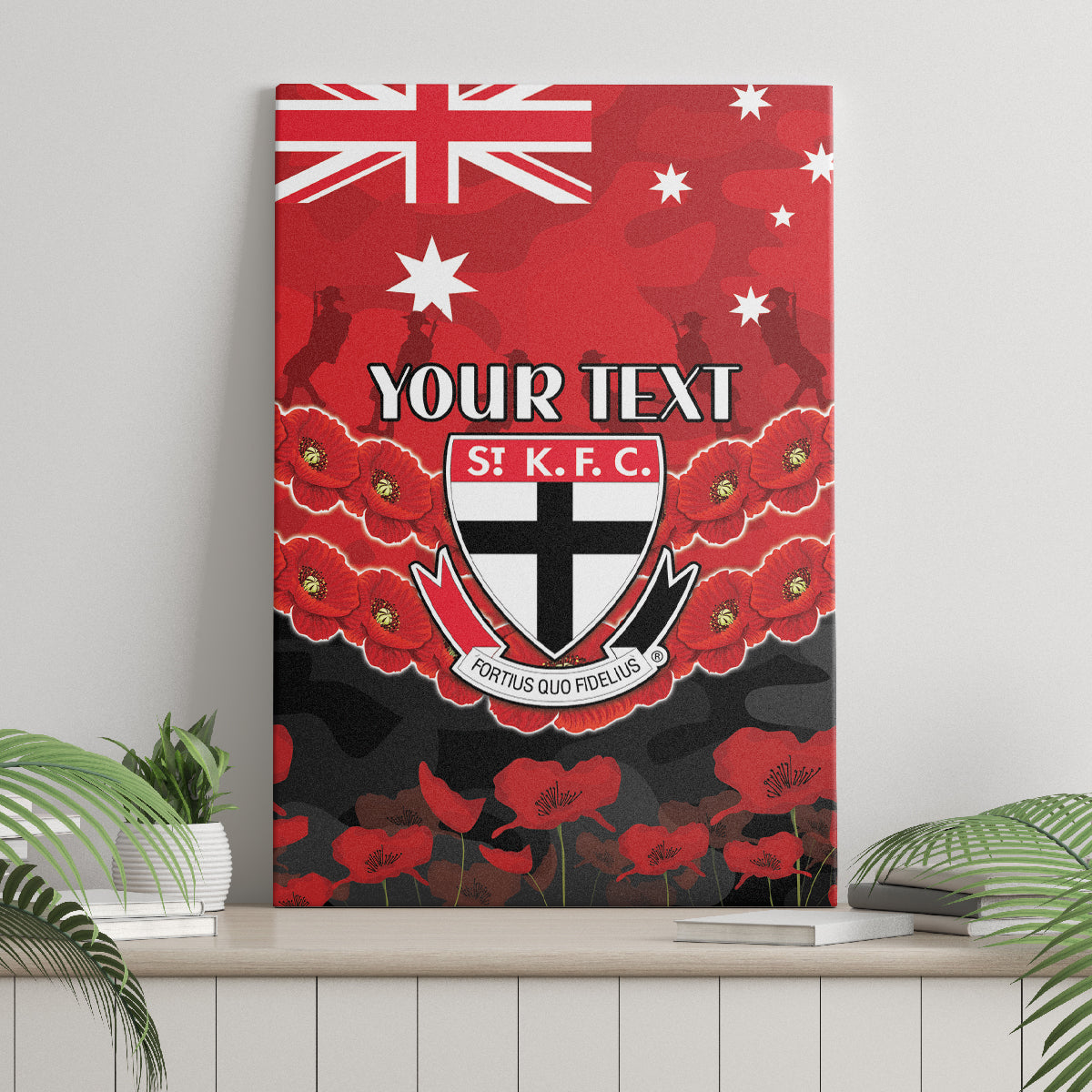 Custom St Kilda Saints Football Canvas Wall Art ANZAC Lest We Forget