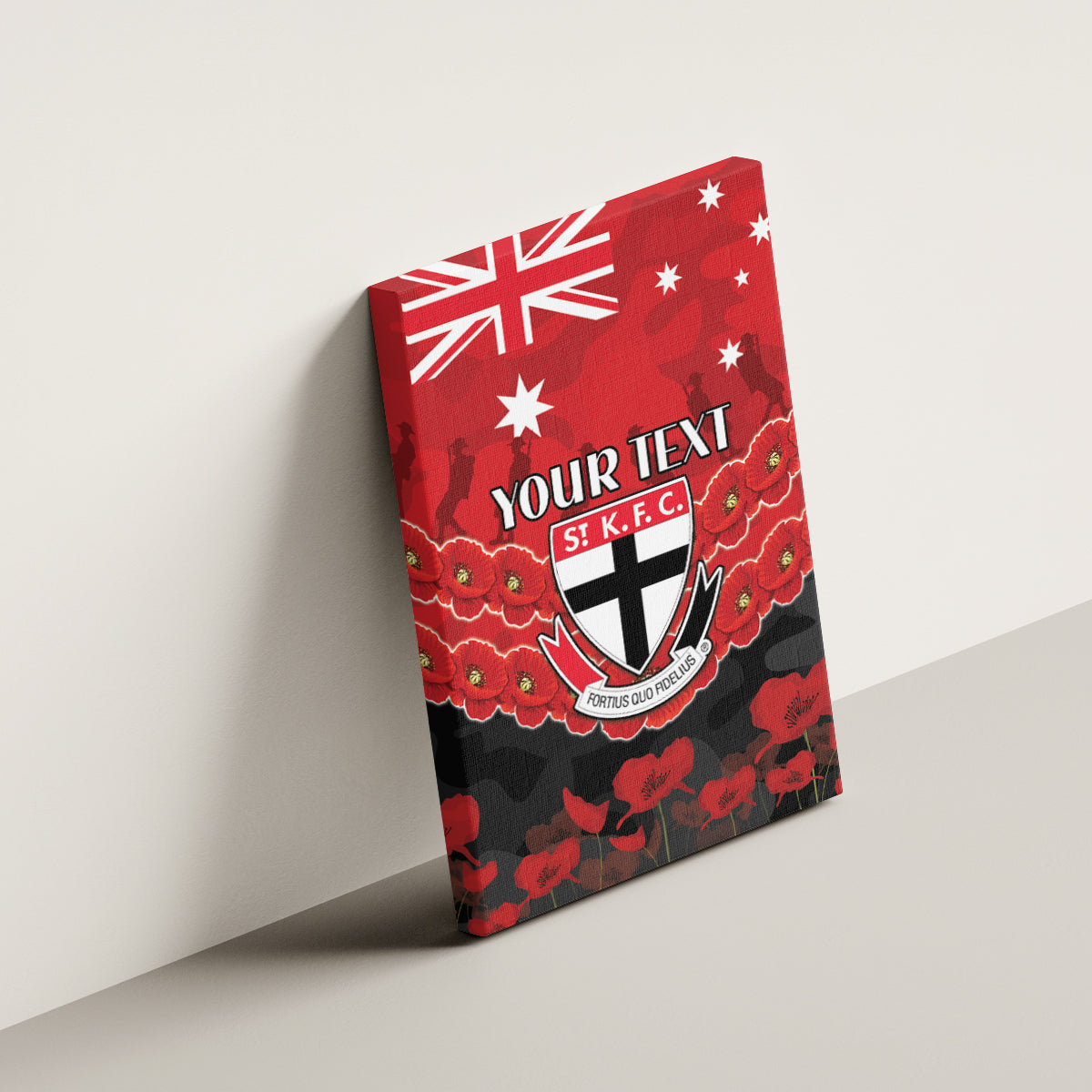 Custom St Kilda Saints Football Canvas Wall Art ANZAC Lest We Forget