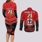 Custom St Kilda Saints Football Couples Matching Long Sleeve Bodycon Dress and Long Sleeve Button Shirt ANZAC Lest We Forget