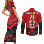 Custom St Kilda Saints Football Couples Matching Short Sleeve Bodycon Dress and Long Sleeve Button Shirt ANZAC Lest We Forget