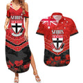 Custom St Kilda Saints Football Couples Matching Summer Maxi Dress and Hawaiian Shirt ANZAC Lest We Forget