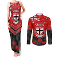 Custom St Kilda Saints Football Couples Matching Tank Maxi Dress and Long Sleeve Button Shirt ANZAC Lest We Forget