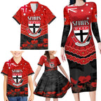 Custom St Kilda Saints Football Family Matching Long Sleeve Bodycon Dress and Hawaiian Shirt ANZAC Lest We Forget