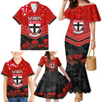 Custom St Kilda Saints Football Family Matching Mermaid Dress and Hawaiian Shirt ANZAC Lest We Forget