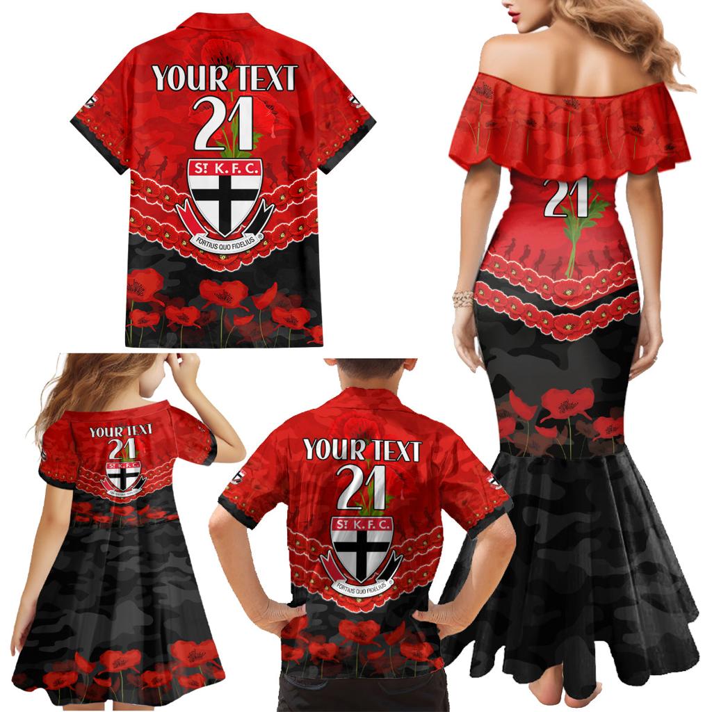 Custom St Kilda Saints Football Family Matching Mermaid Dress and Hawaiian Shirt ANZAC Lest We Forget