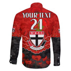 Custom St Kilda Saints Football Family Matching Off The Shoulder Long Sleeve Dress and Hawaiian Shirt ANZAC Lest We Forget
