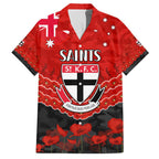 Custom St Kilda Saints Football Family Matching Off Shoulder Maxi Dress and Hawaiian Shirt ANZAC Lest We Forget