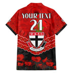 Custom St Kilda Saints Football Family Matching Off Shoulder Maxi Dress and Hawaiian Shirt ANZAC Lest We Forget