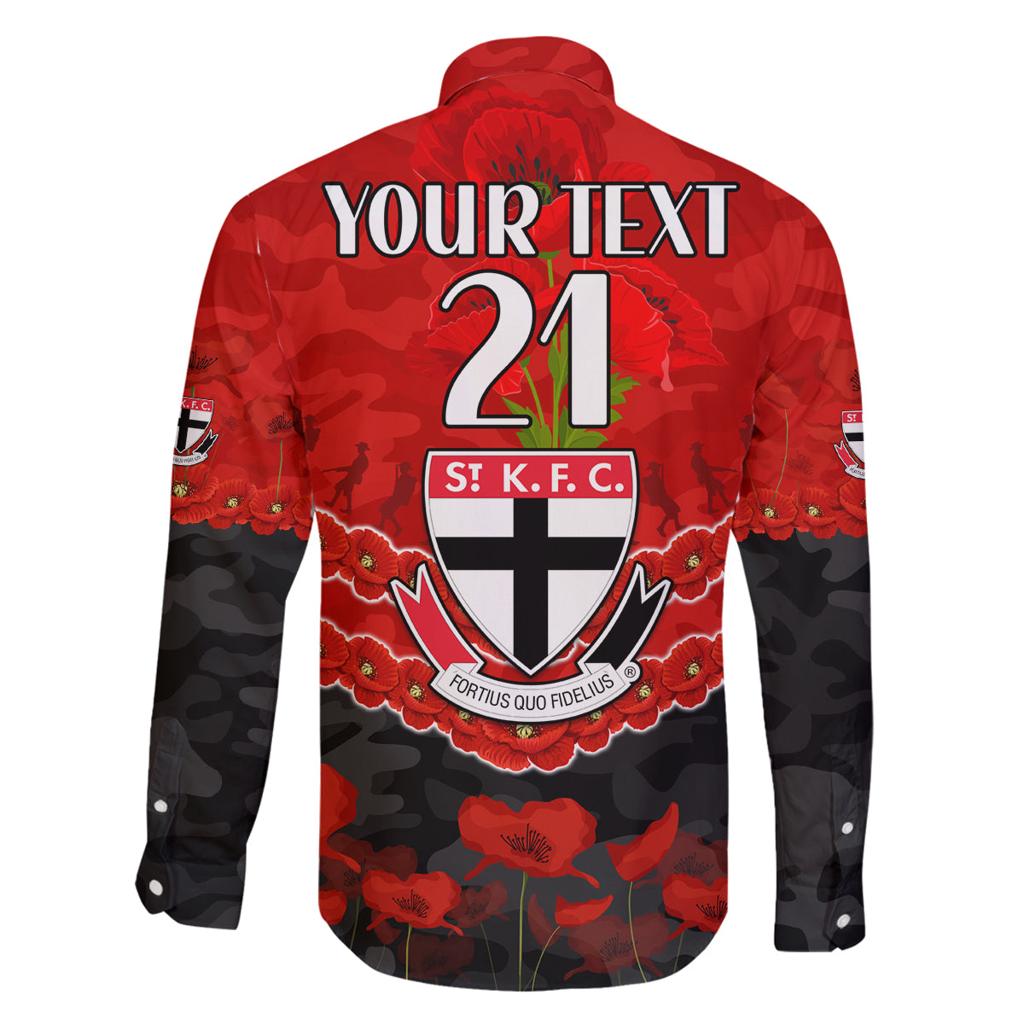 Custom St Kilda Saints Football Family Matching Off Shoulder Maxi Dress and Hawaiian Shirt ANZAC Lest We Forget