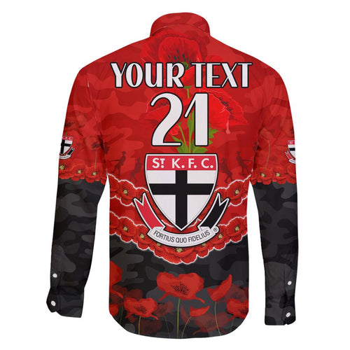 Custom St Kilda Saints Football Family Matching Off Shoulder Short Dress and Hawaiian Shirt ANZAC Lest We Forget