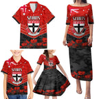 Custom St Kilda Saints Football Family Matching Puletasi and Hawaiian Shirt ANZAC Lest We Forget
