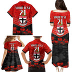 Custom St Kilda Saints Football Family Matching Puletasi and Hawaiian Shirt ANZAC Lest We Forget