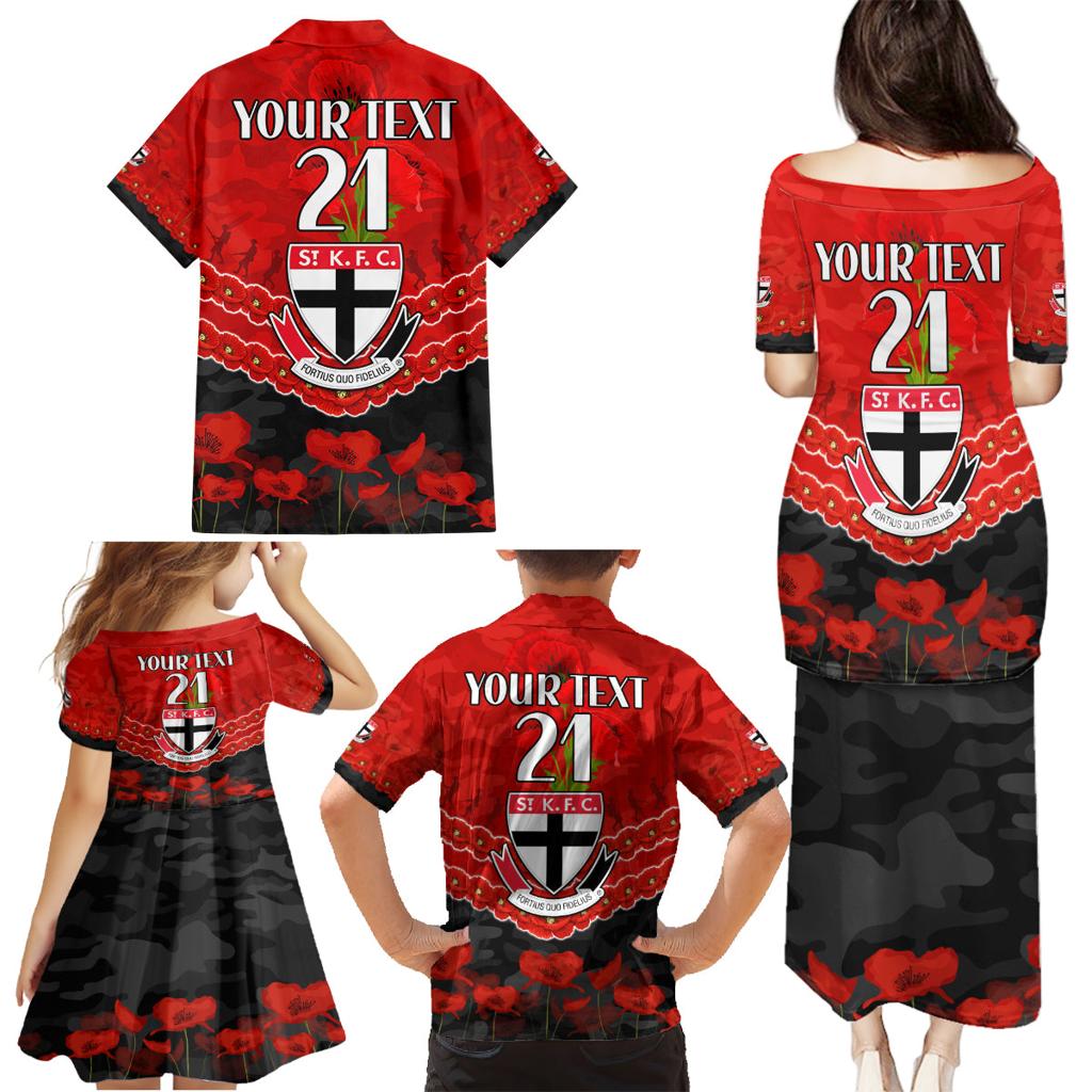 Custom St Kilda Saints Football Family Matching Puletasi and Hawaiian Shirt ANZAC Lest We Forget