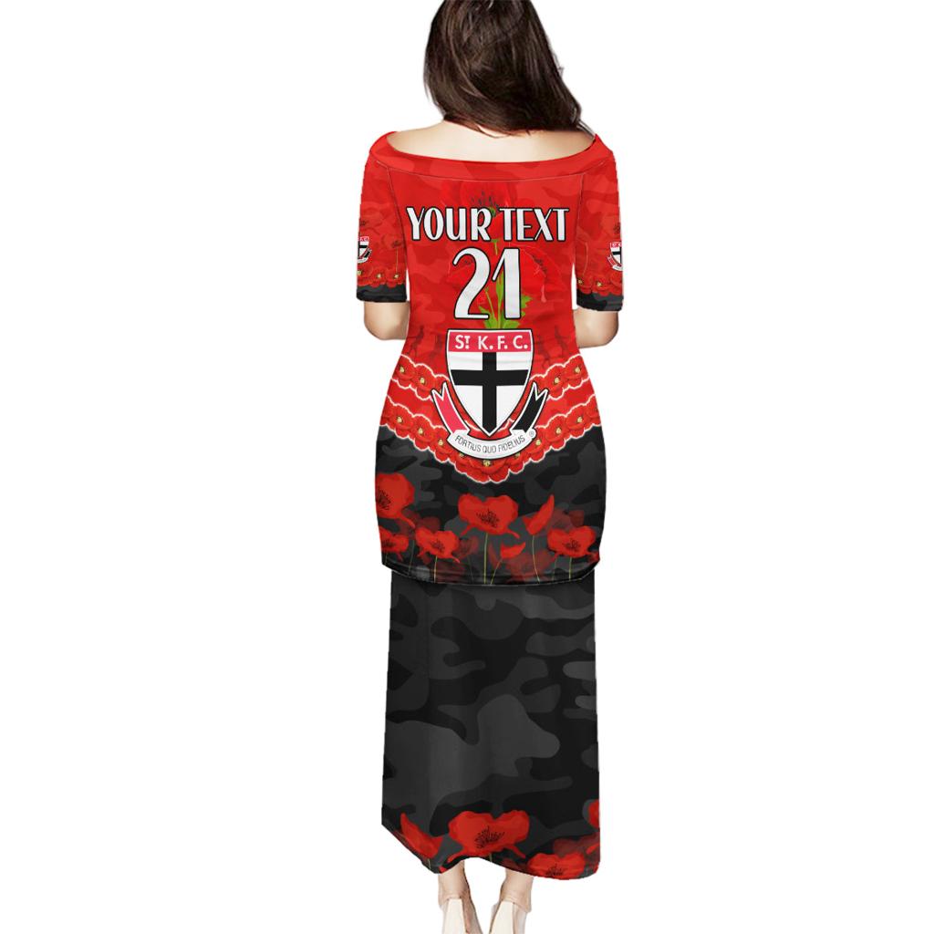 Custom St Kilda Saints Football Family Matching Puletasi and Hawaiian Shirt ANZAC Lest We Forget