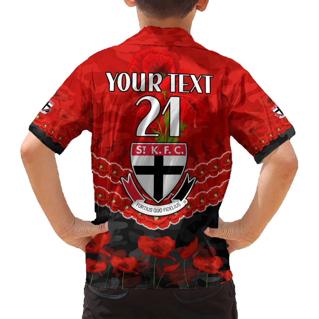 Custom St Kilda Saints Football Family Matching Short Sleeve Bodycon Dress and Hawaiian Shirt ANZAC Lest We Forget