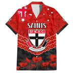 Custom St Kilda Saints Football Family Matching Short Sleeve Bodycon Dress and Hawaiian Shirt ANZAC Lest We Forget