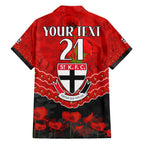 Custom St Kilda Saints Football Family Matching Short Sleeve Bodycon Dress and Hawaiian Shirt ANZAC Lest We Forget
