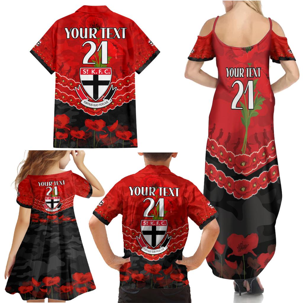 Custom St Kilda Saints Football Family Matching Summer Maxi Dress and Hawaiian Shirt ANZAC Lest We Forget