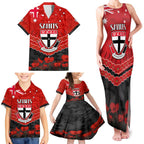 Custom St Kilda Saints Football Family Matching Tank Maxi Dress and Hawaiian Shirt ANZAC Lest We Forget