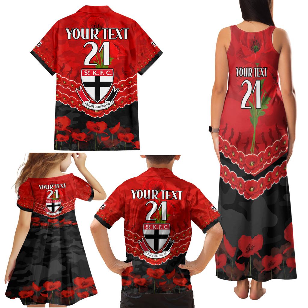 Custom St Kilda Saints Football Family Matching Tank Maxi Dress and Hawaiian Shirt ANZAC Lest We Forget