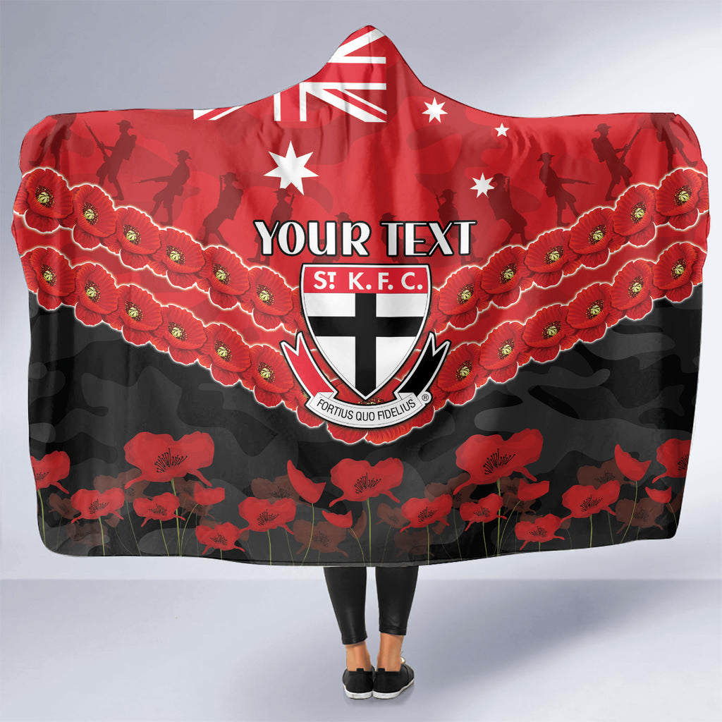 Custom St Kilda Saints Football Hooded Blanket ANZAC Lest We Forget