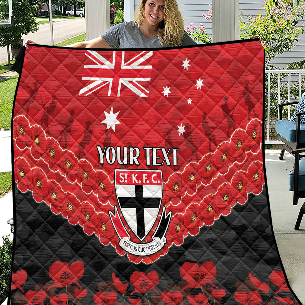 Custom St Kilda Saints Football Quilt ANZAC Lest We Forget