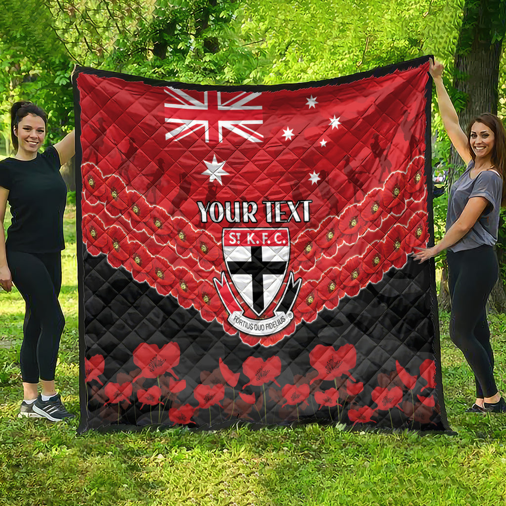 Custom St Kilda Saints Football Quilt ANZAC Lest We Forget