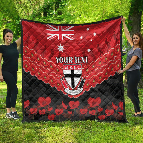 Custom St Kilda Saints Football Quilt ANZAC Lest We Forget