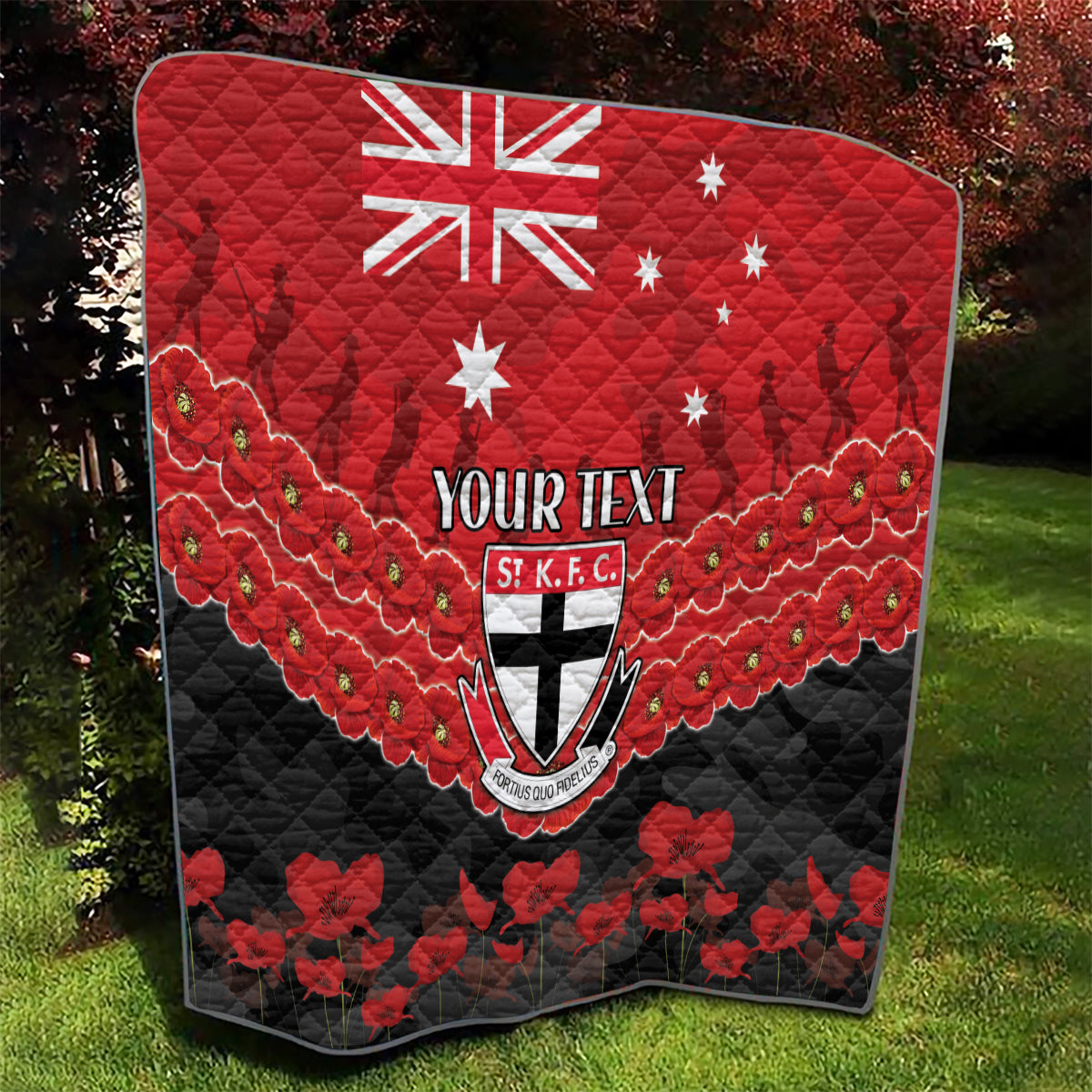 Custom St Kilda Saints Football Quilt ANZAC Lest We Forget