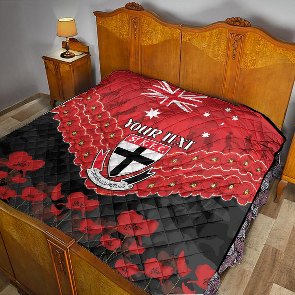 Custom St Kilda Saints Football Quilt ANZAC Lest We Forget