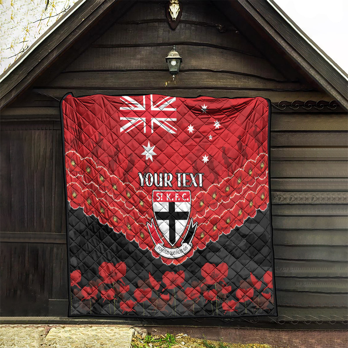 Custom St Kilda Saints Football Quilt ANZAC Lest We Forget