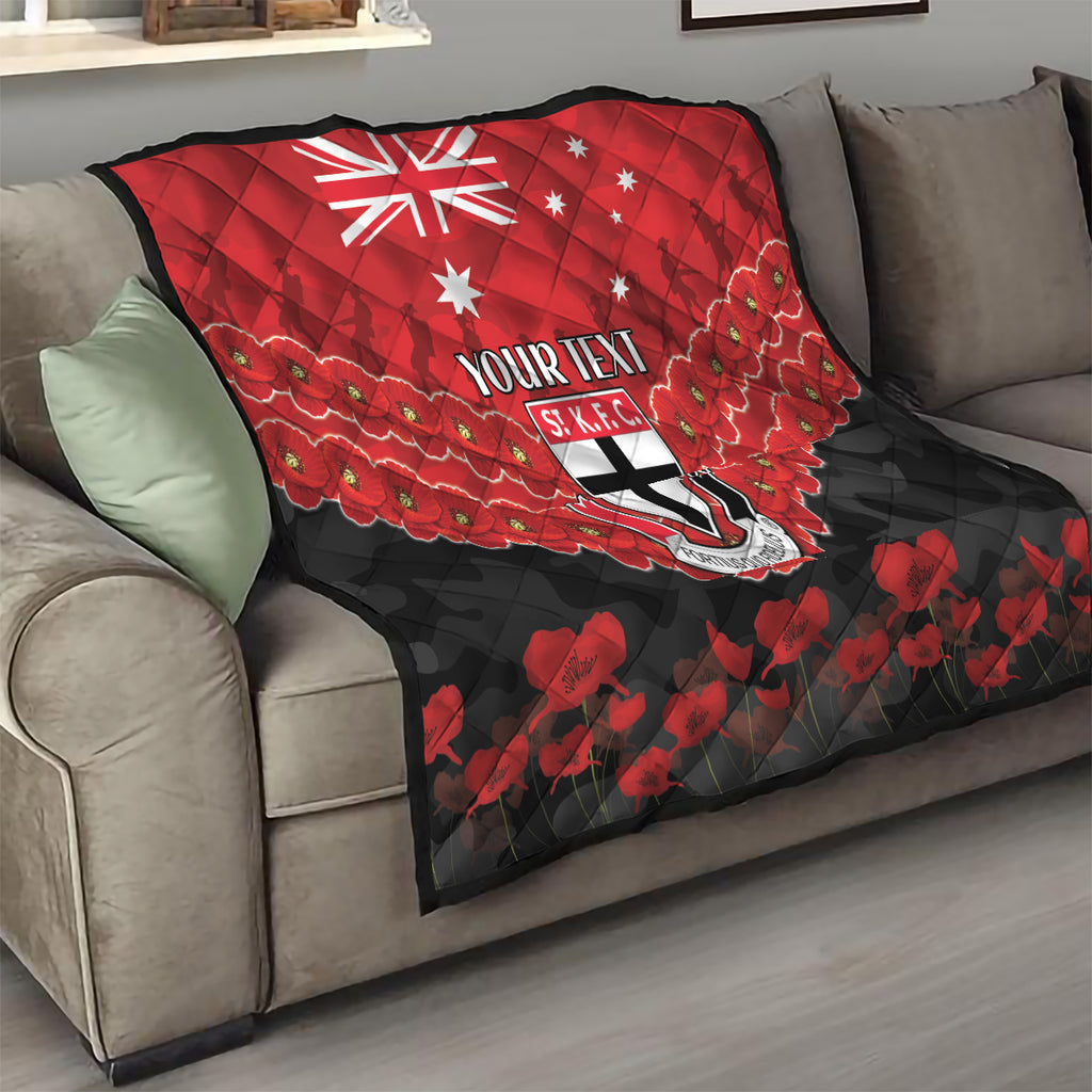Custom St Kilda Saints Football Quilt ANZAC Lest We Forget