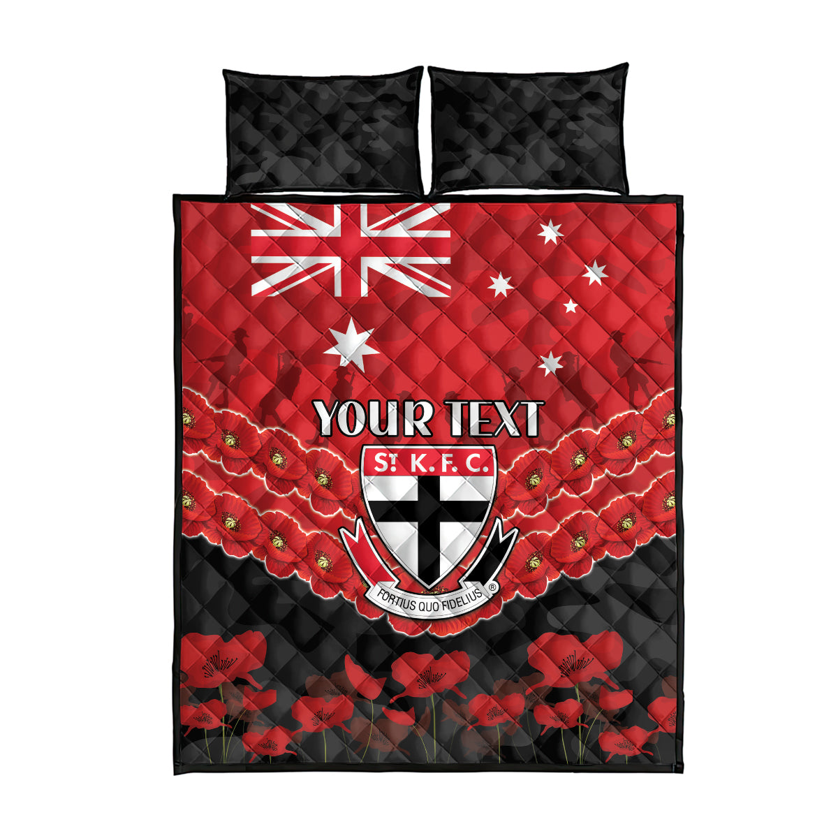 Custom St Kilda Saints Football Quilt Bed Set ANZAC Lest We Forget