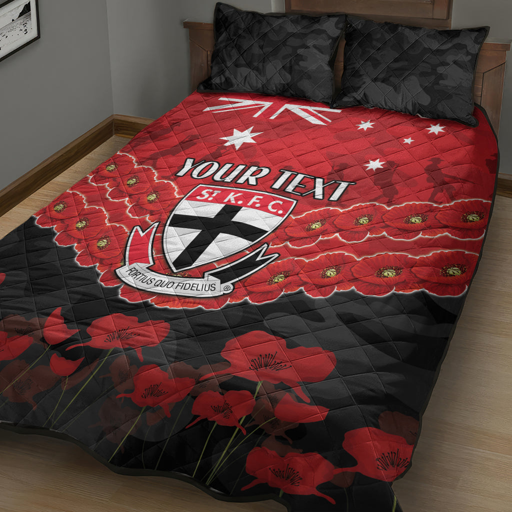 Custom St Kilda Saints Football Quilt Bed Set ANZAC Lest We Forget