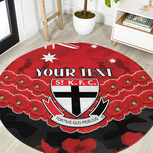 Custom St Kilda Saints Football Round Carpet ANZAC Lest We Forget