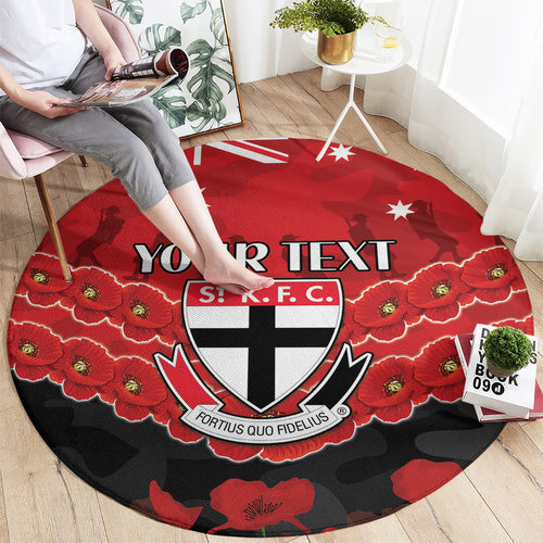 Custom St Kilda Saints Football Round Carpet ANZAC Lest We Forget