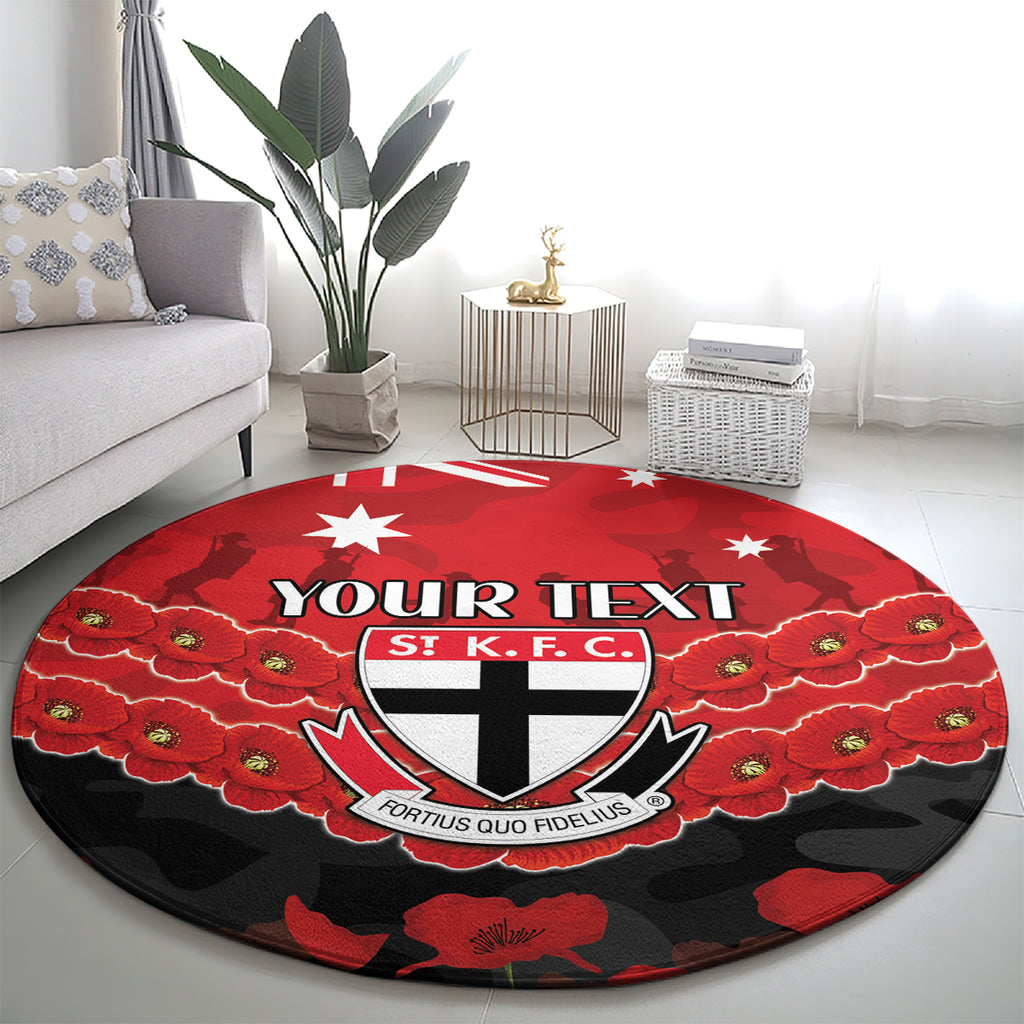 Custom St Kilda Saints Football Round Carpet ANZAC Lest We Forget