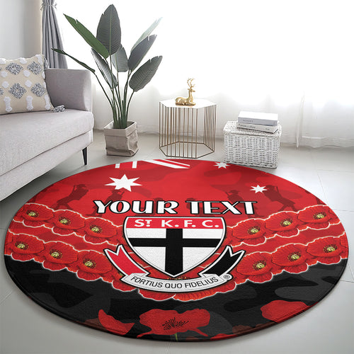 Custom St Kilda Saints Football Round Carpet ANZAC Lest We Forget