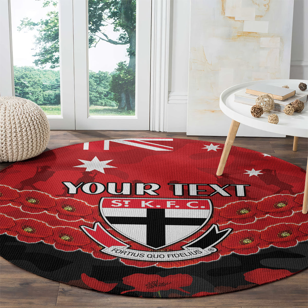 Custom St Kilda Saints Football Round Carpet ANZAC Lest We Forget