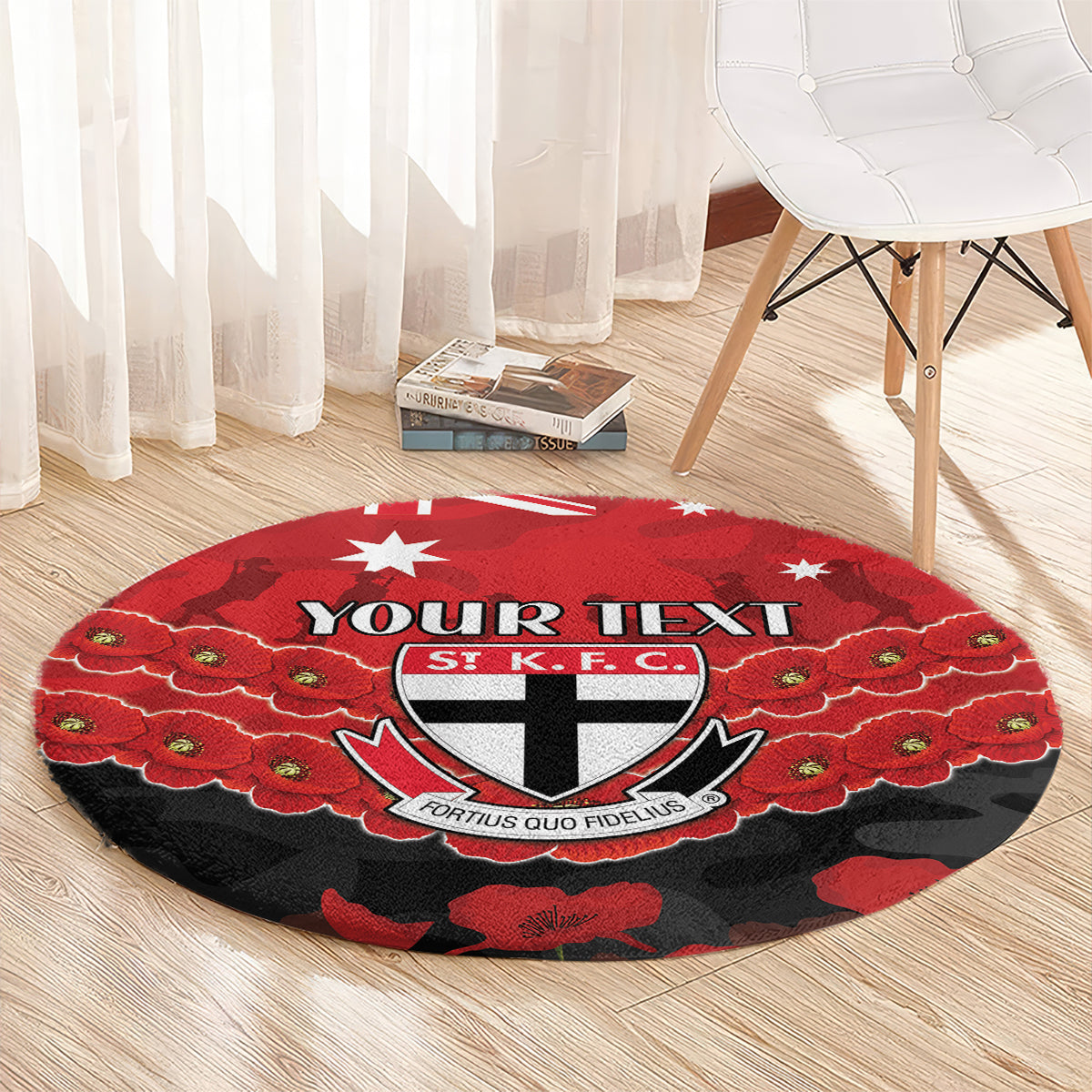 Custom St Kilda Saints Football Round Carpet ANZAC Lest We Forget