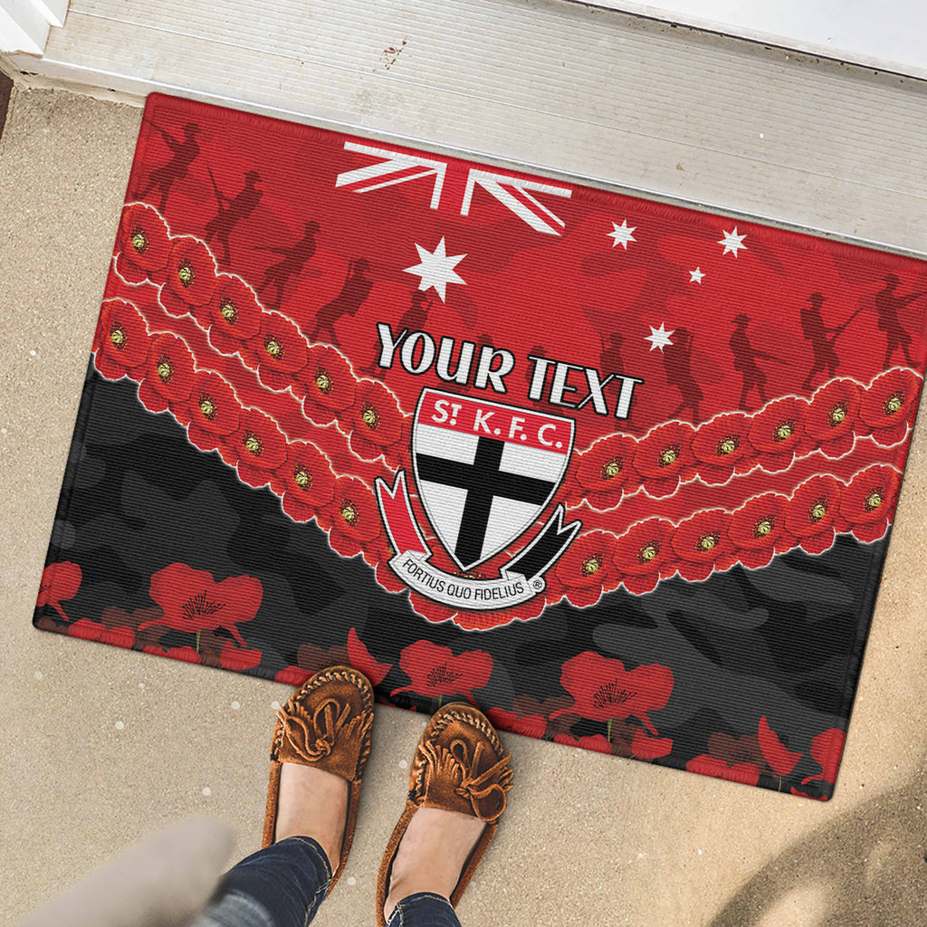 Custom St Kilda Saints Football Rubber Doormat ANZAC Lest We Forget