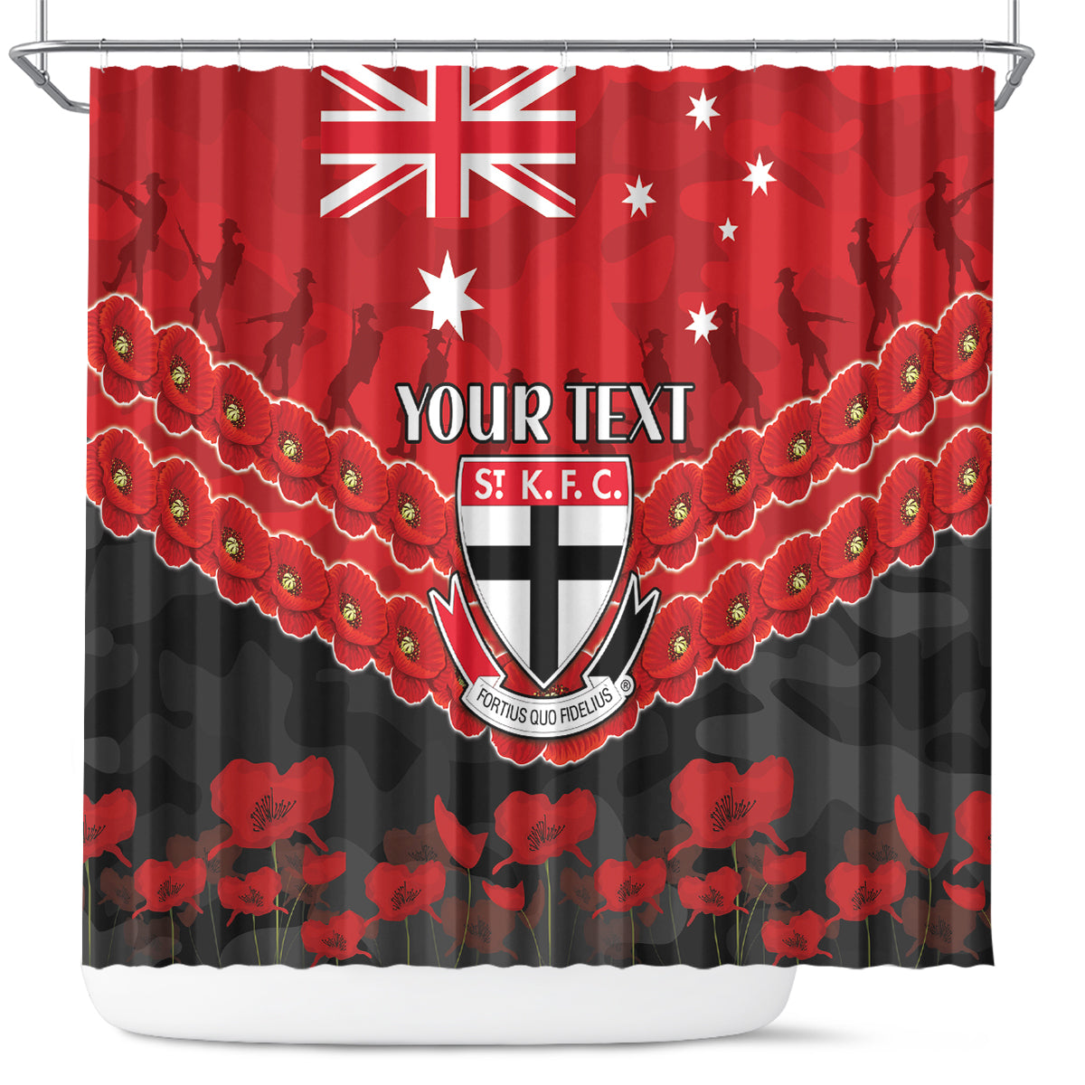 Custom St Kilda Saints Football Shower Curtain ANZAC Lest We Forget