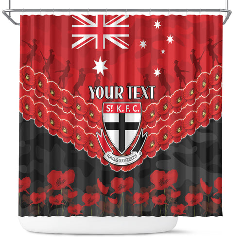 Custom St Kilda Saints Football Shower Curtain ANZAC Lest We Forget