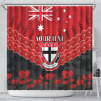 Custom St Kilda Saints Football Shower Curtain ANZAC Lest We Forget