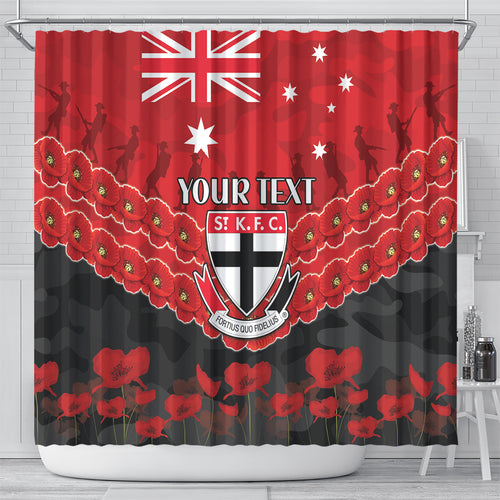 Custom St Kilda Saints Football Shower Curtain ANZAC Lest We Forget
