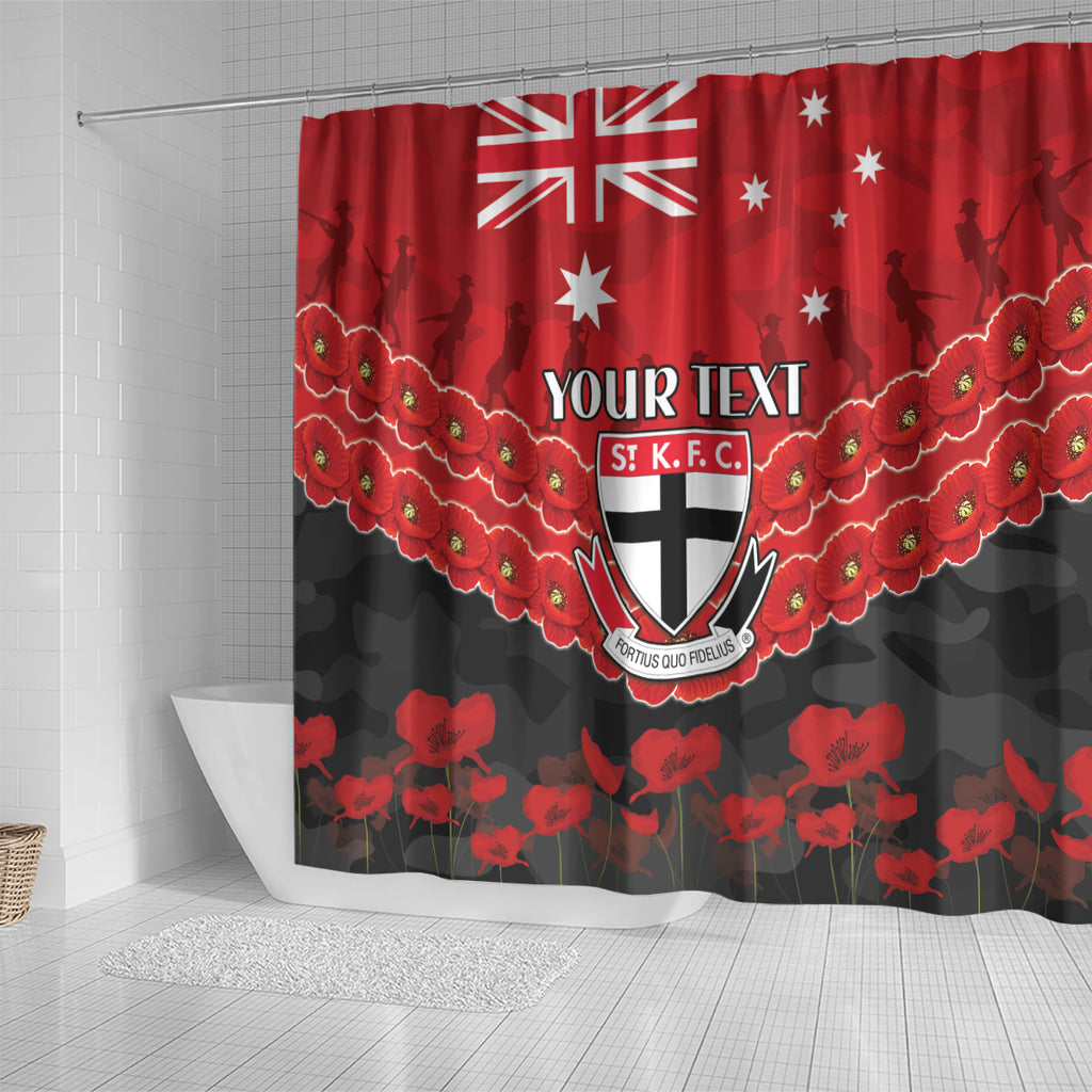 Custom St Kilda Saints Football Shower Curtain ANZAC Lest We Forget