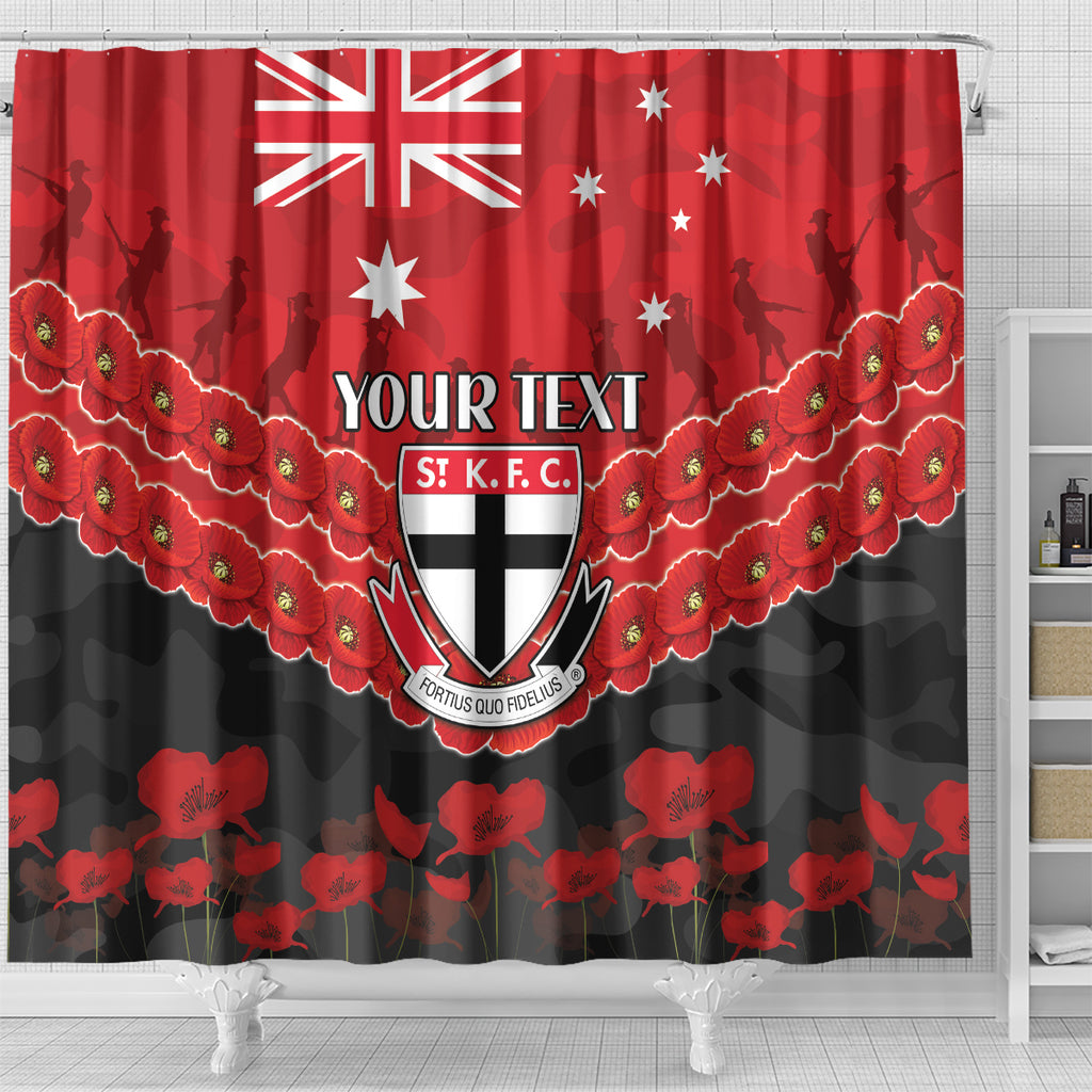 Custom St Kilda Saints Football Shower Curtain ANZAC Lest We Forget