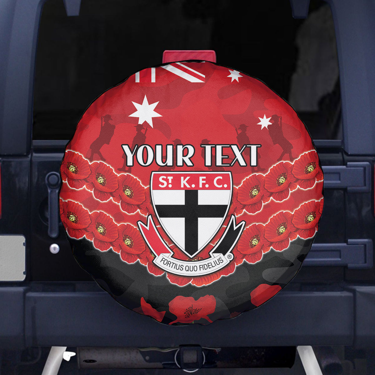 Custom St Kilda Saints Football Spare Tire Cover ANZAC Lest We Forget