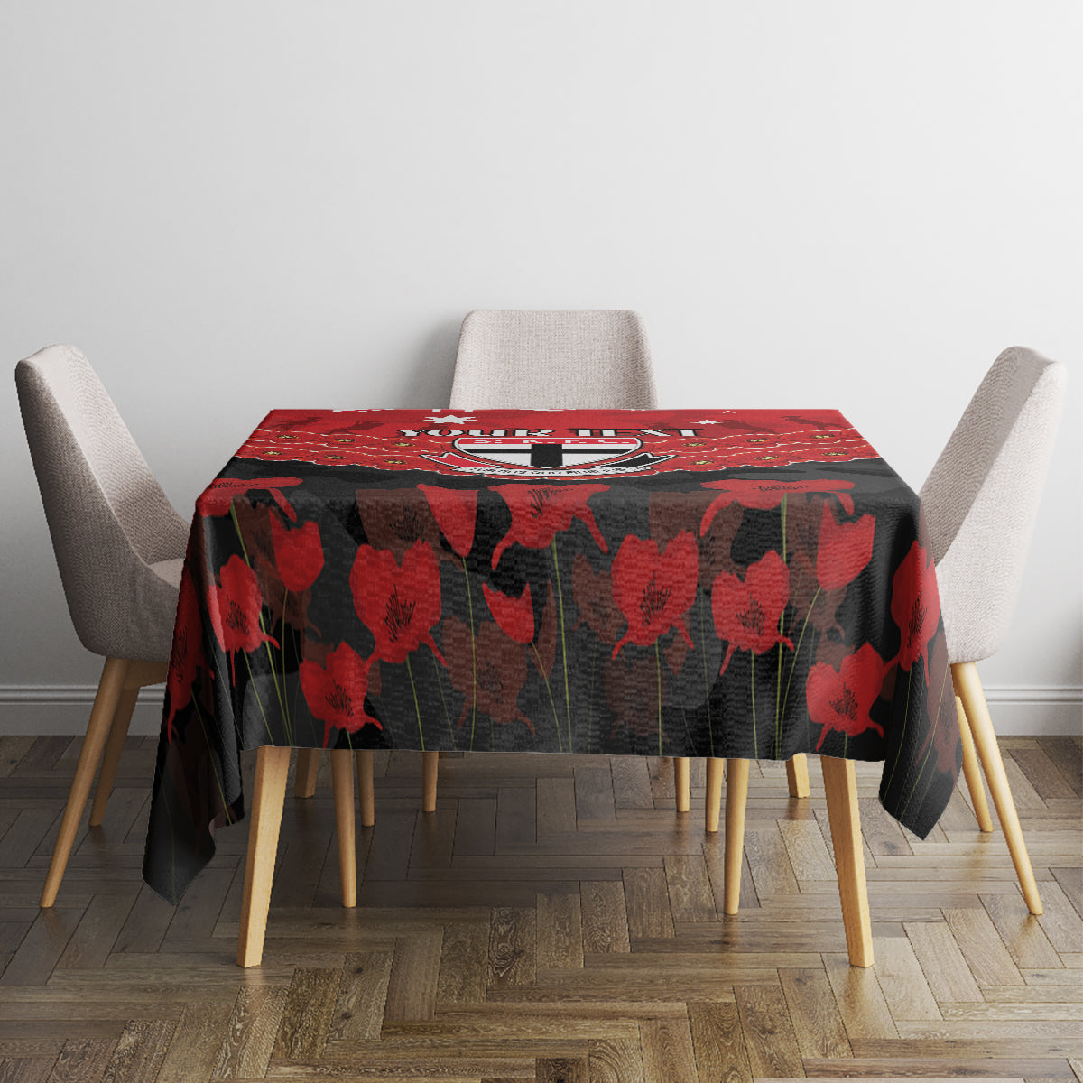 Custom St Kilda Saints Football Tablecloth ANZAC Lest We Forget