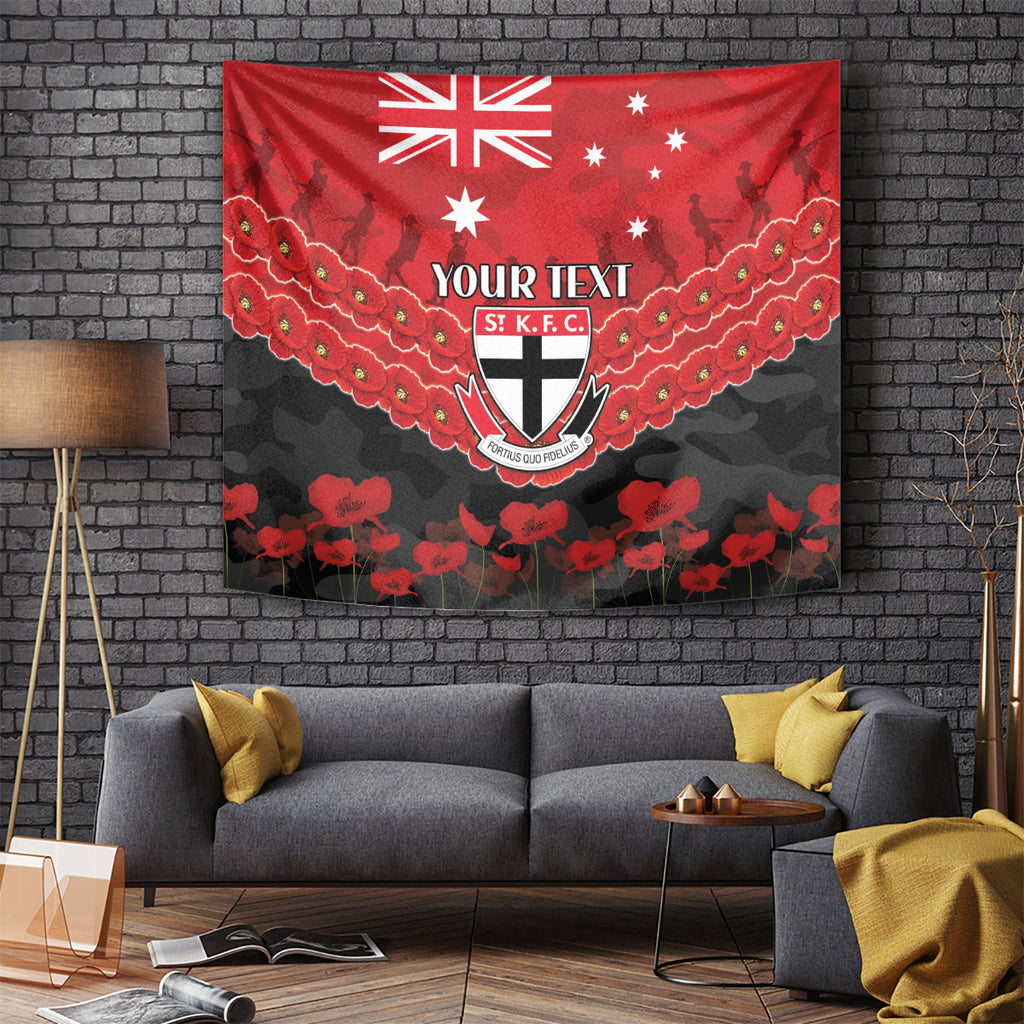 Custom St Kilda Saints Football Tapestry ANZAC Lest We Forget